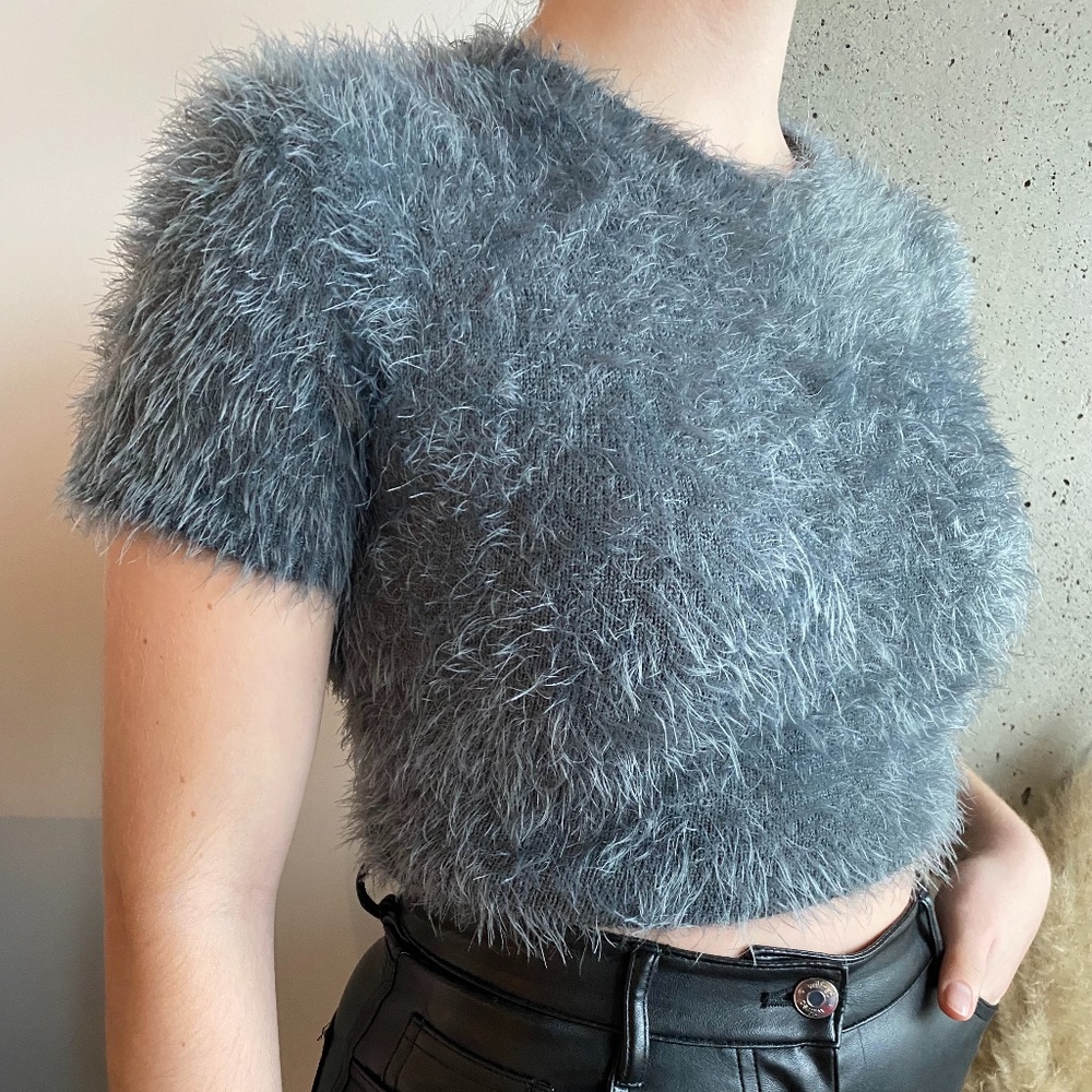 90’s Style Grey Textured Top